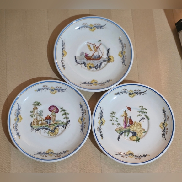 RICHARD GINORI ANDREA DORIA CHINOISE PATRON PLATILLO SET OF 3 PLATES VERY RARE - Picture 1 of 7